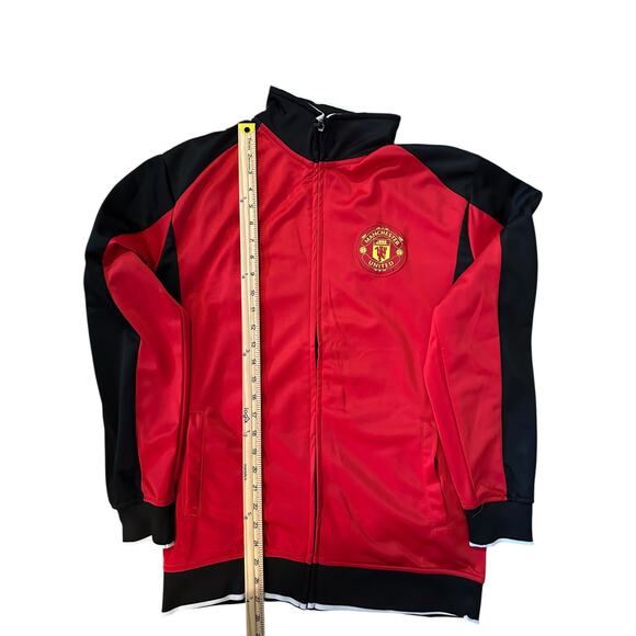 Manchester United Track Jacket Red Black Zip Up MUFC Official Size M SoccerMerch - Picture 4 of 7